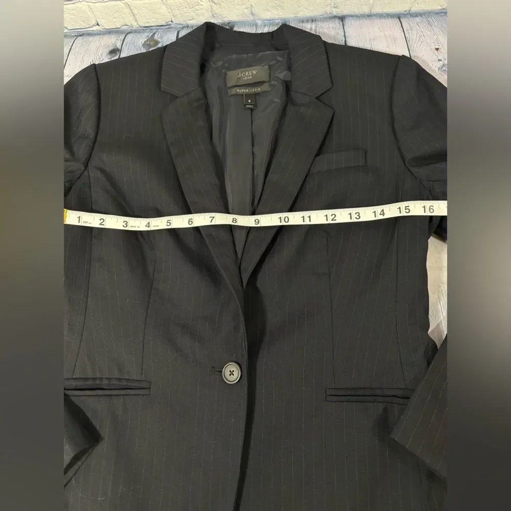 J. Crew 1035 Super 120's Pinstriped Businesscore Minimalist Preppy Blazer 6
